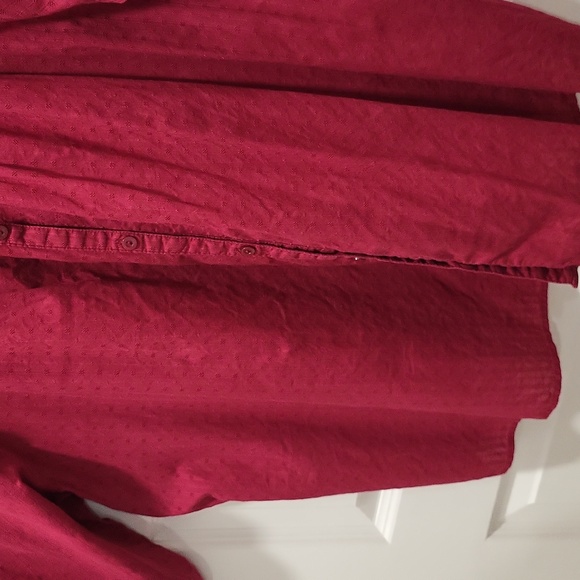 BASIC EDITIONS WOMAN'S DARK RED BUTTON UP BLOUSE 3/4  PUFFY SLEEVES SIZE 2X - Picture 8 of 8